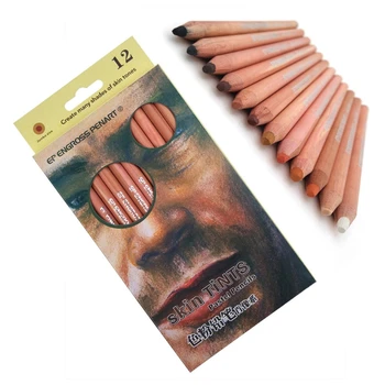 12шт Профессиональных мягких пастельных карандашей пастельного цвета с оттенком кожи под дерево оптом