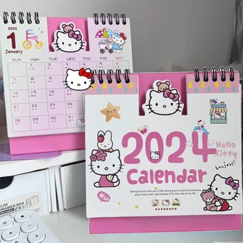 2024 Календари Sanrio Hello Kitty, Мини-Настольный Календарь, Мультяшное Украшение Столешницы, Ежедневный Еженедельный Меморандум, Офисные Аксессуары Для Детей