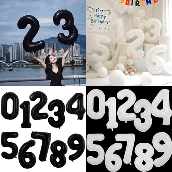 32/40-дюймовые большие белые и черные воздушные шары из фольги с цифрами 0-9, гигантские гелиевые шары, детский душ, вечеринка по случаю дня рождения, свадебные украшения для вечеринок