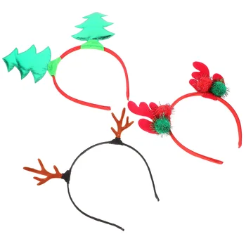 3шт Рождественских повязок для волос Рождественская елка Повязка на голову Оленьи рога Повязки на голову Фестиваль Косплей Аксессуар для волос