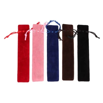 50 шт. чехол для ручек, бархатная сумка для ручек на шнурке, бархатный футляр, сумка для карандашей (разные цвета)