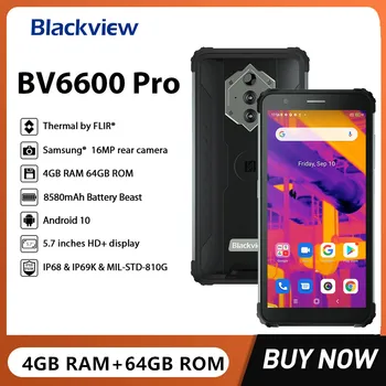 Blackview BV6600 Pro Водонепроницаемые прочные смартфоны с 16-мегапиксельной камерой емкостью 8580 мАч, тепловизионный 5,7-дюймовый мобильный телефон с полным диапазоном 4 ГБ + 64 ГБ