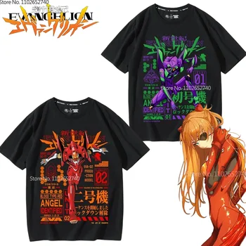 EVA аниме-фигурка EVANGELION-01 и EVANGELION-02, Мультяшная трендовая футболка для мальчиков, летние футболки с короткими рукавами, детский подарок