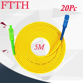 FTTH 20шт SCAPC-SCUPC Симплексный 3,0 мм однорежимный шнур для прохождения оптического волокна SM G652D Желтый жакет LSZH