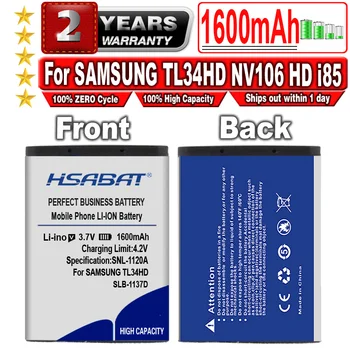 HSABAT 1600 мАч SLB-1137D SLB 1137D Камера Батарея для SAMSUNG TL34HD NV106 HD i85 i100 NV103 NV30
