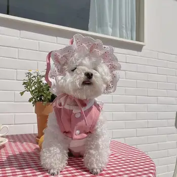 INS Korea Pet Dog Hat Принцесса Горничная Кружевная Шляпа В Стиле Кантри С Вышивкой Высококачественная Шляпа Для Домашних Животных Свободного Размера Для Плюшевого Чихуахуа Malzis