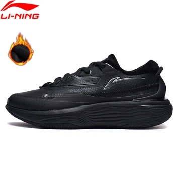 Li-Ning/ Мужская МЯГКАЯ ТЕПЛАЯ Флисовая Классическая Обувь для образа Жизни, Зимняя Удобная Носимая Спортивная Обувь Для отдыха, Прогулочные Кроссовки AGLT123