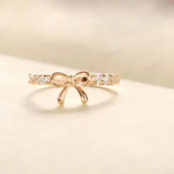 New Korean Jewelry  Crystal Bow Ring GD бижутерия женская кольца набор	Nuevo En Anillos Anillos Mujer Envío Gratis