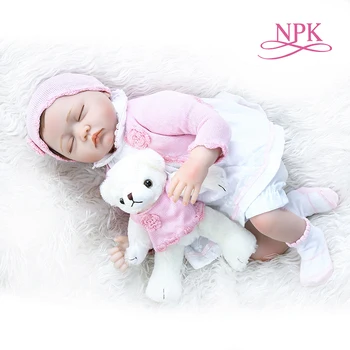 NPK 55 см 55 СМ новорожденный спящий ребенок реалистичная кукла бебе возрожденный ребенок с ручными волосами мягкое утяжеленное тело очаровательная кукла мягкое прикосновение