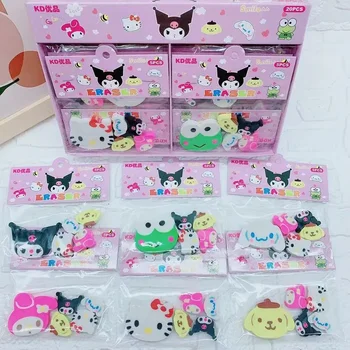Sanrio 20шт Ластик Мультфильм Kuromi Hello Kitty Большая Коллекция Ластиков Милые Школьные принадлежности для моделирования Kawaii Детские Подарки в штучной упаковке