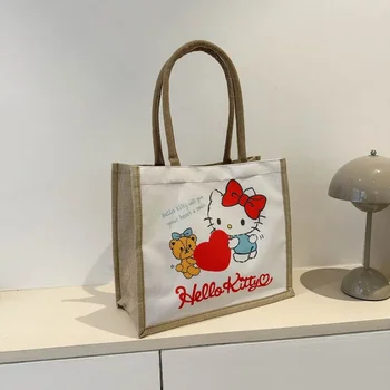 Sanrio hello kitty 2023, новая модная холщовая сумка-тоут большой емкости, женская сумка для хранения my Melody, сумка через плечо
