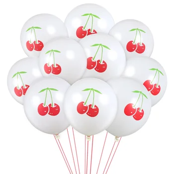 Toyvian 10шт Воздушных шариков с вишневым принтом, 12-дюймовые латексные воздушные шарики для украшения вечеринки, дня рождения, свадьбы