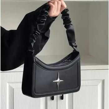 Y2K Корейская сумка Harajuku Gothic Star Girl Black, эстетичный кошелек в готическом стиле, Роскошный кошелек в стиле Гранж, Женские сумки-багеты через плечо
