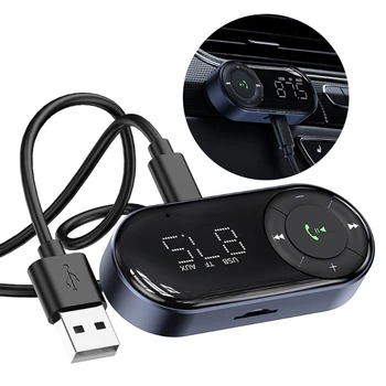 Автомобильный светодиодный Дисплей AUX Bluetooth Совместимый 5.2 Потоковая Передача Музыки Беспроводной Аудиоприемник Громкой Связи Для Телефона Автоматический Передатчик 40GF