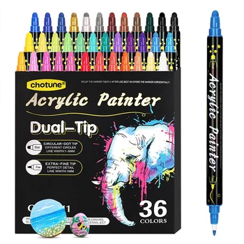Акриловый маркер 12 24 36 цветов, двуглавый водонепроницаемый, принадлежности для художественной живописи, школьный стационарный Рисунок граффити для детей