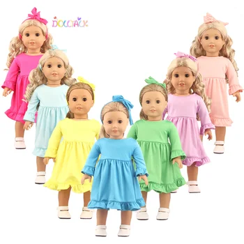 Аксессуары для игрушек, Новая 5-цветная однотонная юбка для кукольной одежды American Girl, 18-дюймовая Кукла, милый подарок для девочки (продается только одежда)