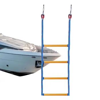 Веревочная лестница для лодки, устойчивая к ультрафиолетовому излучению, Складная лестница для плавания с 4 ступенями, переносная веревочная лестница для игровых площадок, парков, нескользящая
