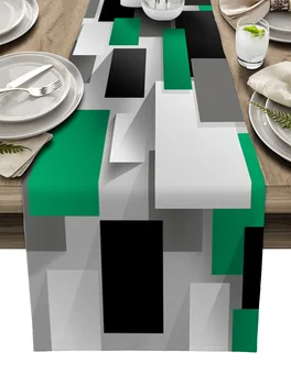 Геометрическая Изумрудно-зеленая Однотонная Абстрактная Настольная Дорожка Украшение Домашнего Декора Украшение обеденного стола Декор стола