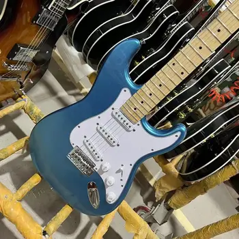 Гитара S T, синий металлик, корпус из красного дерева, кленовый гриф, 6-струнная гитара Ra, бесплатная доставка
