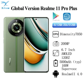 Глобальная версия Realme 11 Pro Plus 5G 200-Мегапиксельная камера 6,7 дюйма AMOLED HDR10 + MTK Dimensity 7050 5000 мАч 100 Вт SuperVOOC NF