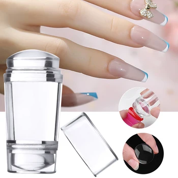 Двуглавый штамп для дизайна ногтей Прозрачная силиконовая пластина для печати ногтей двуглавый штамп для дизайна ногтей Прозрачный