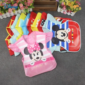 Детские водонепроницаемые нагрудники Disney Car, Микки и Минни, Нагрудник для новорожденных, полотенце для слюны, Детские аксессуары, Мультяшный карман для еды