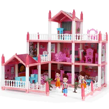 Детский Игровой Домик Игрушка Имитация Девочки 9 Комнат Розовый С Мебелью Куклы Для Аксессуаров Pp Girls Princess