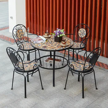 Железные садовые наборы в европейском стиле, стол для барбекю во внутреннем дворике, сочетание стола и стульев для дома, стол для гриля для отдыха на открытом воздухе Z