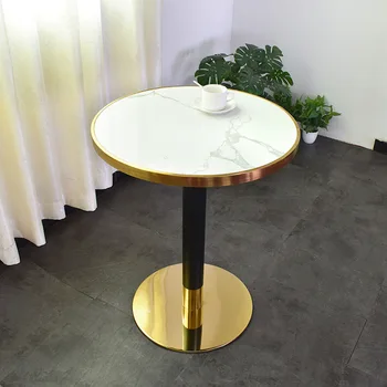 Комбинированный стол и стул из нержавеющей стали, Мраморный Обеденный стол, Кофейник для приготовления сливок, мебель для приема гостей в чайном ресторане