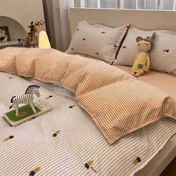 Корейское постельное белье, одно- и двухместное, Студенческое общежитие, Комплект из трех предметов, Простыни, Пододеяльник, Комплект из четырех предметов