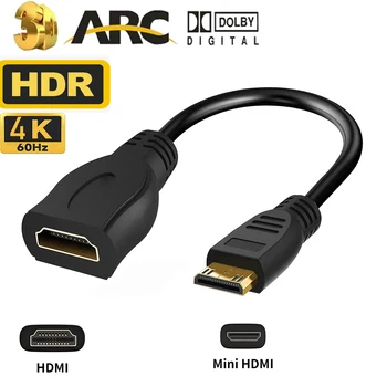 Короткий кабель Mini HDMI-HDMI конвертер 4K @ 60Hz, адаптер HDMI, Поддержка HDR HDCP 3D для камеры, монитора ноутбука 15 см