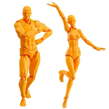 Кукла-манекен Body Kun из 2 частей, рисующие фигурки для модели Figure Мужской + женский комплект (оранжевый)
