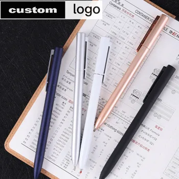 Металлическая гелевая ручка 1шт с заправкой для индивидуального логотипа Металлические ручки с ручками 0,5 мм черными чернилами, плавно вращающиеся, сдержанные, элегантные для бизнеса