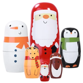 Милые русские Матрешки Санта Клауса Деревянные игрушки-матрешки ручной работы Красочная деревянная куколка в подарок для детей