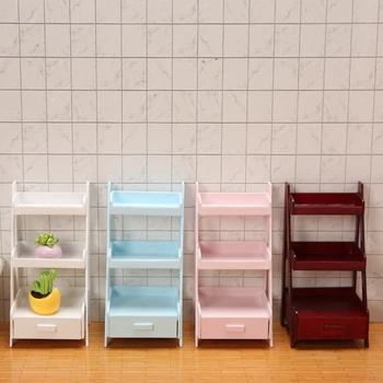 Мини-модель мебели для кукольного домика в масштабе 1:12, реквизит, миниатюрная подставка для цветов, стеллажи с тремя выдвижными ящиками, аксессуар для кукольного домика, игрушка