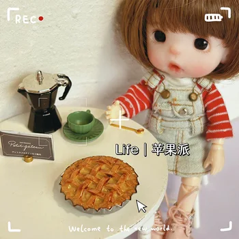 Миниатюрный кукольный домик с яблочным пирогом в масштабе 1/12, игровая кухня, мини-десерт, еда для игрушек OB11 BJD, аксессуары для кукол