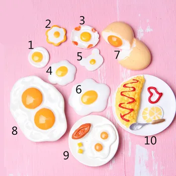 Миниатюрный набор для завтрака в кукольном домике 1:12 Модель разбитого яйца Omurice Яйцо для тостов с подносом Кухонные принадлежности для еды