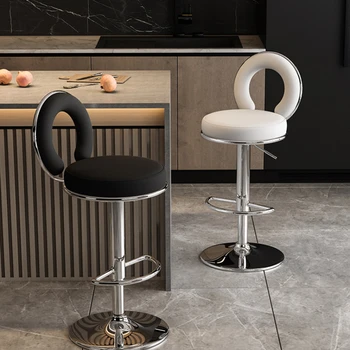 Модные барные стулья С современной минималистичной спинкой, бытовой высокий стул, круглое кресло кассира, Изысканное водонепроницаемое подъемное сиденье