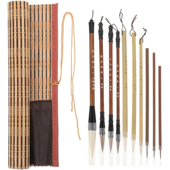 Набор кистей для китайской каллиграфии, Акварельные Кисти, художественные принадлежности Sumi Painting, бамбуковый держатель для кистей для начинающих