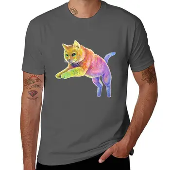 Новая футболка с радужным котенком, футболка blondie, эстетическая одежда, пустые футболки, футболки на заказ, простые черные футболки для мужчин