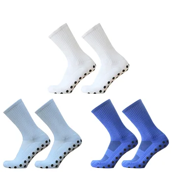 Новые однотонные спортивные футбольные носки для мужчин и женщин с нескользящим захватом, футбольные носки calcetas antideslizantes de futbol