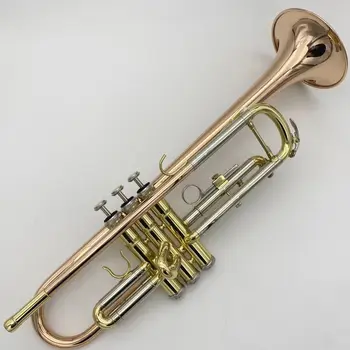 Новый фосфорно-бронзовый позолоченный си-бемоль профессиональный трубный инструмент с посеребренной поверхностью трехцветный Bb трубный рожок