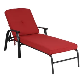 Опоры уличного шезлонга Belden Park Cushion Steel - красное кресло с откидной спинкой, уличная мебель, кресло для отдыха с нулевой гравитацией
