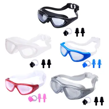 Очки для плавания с широким обзором, водонепроницаемые с чехлом, портативные, противотуманные, прозрачные очки для плавания для подростков, взрослых женщин, мужчин