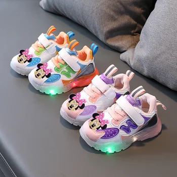 Повседневная обувь Disney Mickey 2021 года, весенне-осенняя обувь для малышей, дышащая спортивная обувь для мальчиков и девочек, детская обувь на мягкой подошве.
