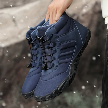 Повседневная утепленная обувь унисекс, нескользящая теплая спортивная обувь, легкие зимние ботинки на шнуровке для путешествий на открытом воздухе