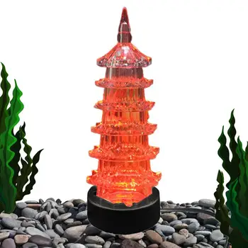 Подсветка аквариума в форме пагоды, Красочная подводная лампа, Украшения для аквариума, светящиеся в темноте, Многоразовая Красочная подводная лампа