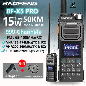 Портативная Рация BaoFeng BF-X5 PRO, Радиолюбитель Большой Дальности, Четырехдиапазонное Высокочастотное Копирование, Мощное Портативное Зарядное Устройство Type-C, Двустороннее Радио