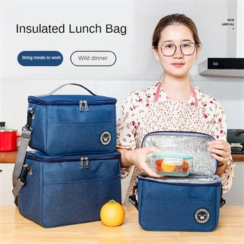 Портативная сумка для ланча, Новый термоизолированный Ланч-бокс, Сумка-холодильник, сумка-Бенто, контейнер для ужина, Сумки для хранения школьных продуктов