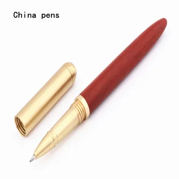 Роскошная качественная винтажная ручка-роллер из красного дерева и латуни для делового офиса, подарочные ручки только для финансовых учреждений